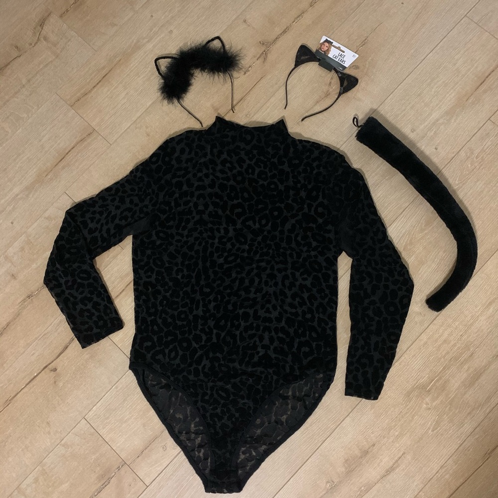 Velvet Leopard Sheer Bodysuit Halloween Costume